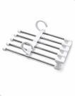 Cabide Organizador Multifuncional de Guarda Roupa 5 Divisórias para Calças Saias Shorts Toalhas Lenços Vertical Horizontal Branco Metal Cromado