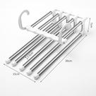 Cabide Para Calça Magico Jeans Dobrável Multif 5 Divisórias Inox Retrátil Organizador Cabide - Nibus