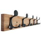 Cabide para montagem em parede SKOLOO Wood 60 cm com 5 ganchos triplos pretos