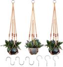 Cabide para plantas de macramê RIFNY, corda de algodão de 89 cm com ganchos, pacote com 3