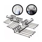 Cabide Retrátil Inox para Saias - 5 Divisórias Reforçadas