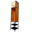 Cabideiro Chapeleiro Sapateira com Nicho, Ganchos e Prateleiras de Chapa Perfurada - Preto e Castanheira