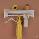 Cabideiro de parede arara suporte prateleira decoração loja expositor closet albergoni branco