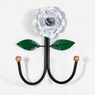 Cabideiro de Parede Cabide para Roupas 2 Ganchos Flor Branca