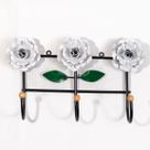 Cabideiro de Parede Suporte Artesanal 3 Ganchos Flor Branca
