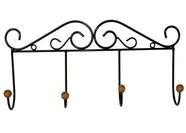 Cabideiro Ferro 4 lugares Preto 60 cm