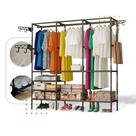 Cabideiro Organizador De Roupas 3 Colunas Arara Closet Preto