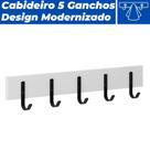 Cabideiro Para Parede 5 Ganchos Madeira Moderno Industrial