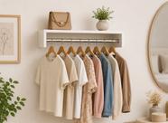 Cabideiro Parede Arara Porta Roupas Closet, Quarto parede Mdf/mdp Cabideiro Parede Arara Porta Roupas Closet, Quarto parede Mdf/mdp