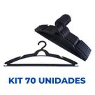 Cabides Adulto Kit 70 Unidades Preto com Alça Cabides Adulto Kit 70 Unidades Preto com Alça