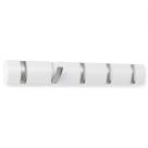 Cabides Cabideiro Retratil Branco 5 Gancho Suspenso Parede UMBRA