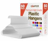Cabides de plástico Campior White, pacote com 50 unidades, resistentes e antiderrapantes