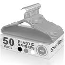 Cabides de roupa Smartor, pacote com 50, plástico pesado, cinza