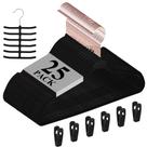 Cabides de roupa VECELO Velvet, antiderrapantes, pacote com 25, pretos