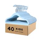 Cabides de roupas veeyidd Kids Velvet Non-Slip Blue, pacote com 40
