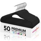 Cabides de veludo HOUSE DAY Premium, pacote com 50, pretos antiderrapantes