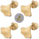 Cabinet Knobs Geenite Ginkgo Leaf Zinc Alloy Gold 4 unidades