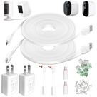 Cable de alimentación y adaptador, paquete de 2, 6 metros, resistente a la intemperie para cámara Ring