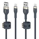 Cable de carga Belkin BoostCharge Pro Flex trenzado 2 m azul, paquete de 2