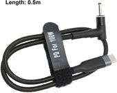 Cabo 100W PD USB tipo C DC 3,0 mm x 1,1 mm cabo de carregamento de alimentação macho para notebooks