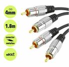 Cabo 2 RCA + 2 RCA 4mm Profissional Plugue Metal 1.8m MXT Cabo 2 RCA + 2 RCA 4mm Profissional Plugue Metal 1.8m MXT