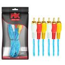 Cabo 3+3 Rca Áudio Vídeo Cristal 1,8 Metros Gold 24k