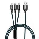 Cabo 3 em 1 USB-A para Tipo-C, Micro USB (V8) e L*ght 1,2m Oberon Carregamento e Dados