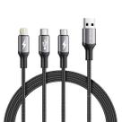 Cabo 3 em 1 USB Tipo C Lightning Micro USB 1,2m Rocoren