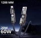 Cabo 4 em 1 Kapbom KA3592 60W 20W Turbo USBC Lightning 1.2M