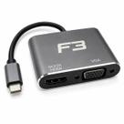 Cabo Adaptador 2 Em 1 Usb C 3.1 Type-C Para Hdmi 4K e Vga Cabo Adaptador 2 Em 1 Usb C 3.1 Type-C Para Hdmi 4K e Vga