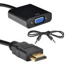 Cabo Adaptador Conversor Hdmi Para Vga Com Saída P2 De Áudio
