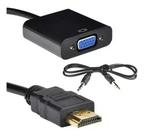 Cabo Adaptador Conversor Marca Mxt Hdmi Para Vga Saída P2 De Áudio Cor Preto