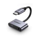 Cabo adaptador tipo c para p2 3.5 mm e usb c ugreen cinza