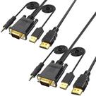 Cabo Adaptador VGA para HDMI AKWOR 1,8 m 1080P com Áudio - Kit com 2 Unidades Cabo Adaptador VGA para HDMI AKWOR 1,8 m 1080P com Áudio - Kit com 2 Unidades
