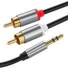 Cabo Áudio Sooiiyu RCA para 3,5mm - 2m - Trançado em Nylon