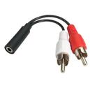 Cabo Áudio Y C&E 3.5mm (Fêmea) para 2 RCA (Macho) - 15cm - Niquelado