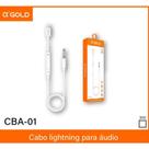Cabo Auxilia Lightning IOS - P2 Áudio A'Gold (CBA-01) Compatível para Iphone