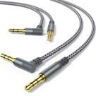 Cabo auxiliar MCSPER de 6,6 pés/2 m e 3,5 mm trançado de nylon - cinza, pacote com 2
