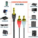 Cabo Auxiliar P2 Para Rca Macho Audio Estéreo Caixa de Som Celular Radio 1,8 Metros