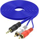 cabo auxiliar p2 x 2 rca 1,5 mt azul