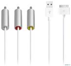 Cabo AV Apple Composite com conectores de áudio e USB