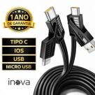 Cabo Carregador 4 EM 1 Turbo USB Tipo C para Lightning e USB para v8