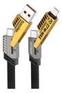 Cabo Carregador Compativel Iphone Usb Turbo 65w 4 Em 1 Tipo C 1m Preto