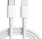 Cabo Carregador Turbo Trançado De Nylon Branco Compatível com iPhone 14/13/12/11/XR/XS/8/7/SE/XR Certificado Premium