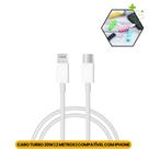 Cabo Carregador USB-C Lightning 20W Compativel iPhone 2 Metros Turbo Reforçado + Protetor de Cabos