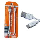 Cabo Carregador USB x Tipo C Curto Reforçado Dados Carga Rápida 30cm p/ Powerbank Kapbom 3.1A Branco