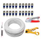 Cabo Coaxial RG6 100 Metros 95% Malha + 20 Conector e Alicate de Compressão com decapador