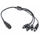 Cabo Conector P4 de Energia Divisor 1x4 Saidas Splitter Femea Macho para CFTV e Eletronicos
