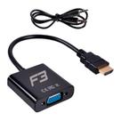 Cabo Conversor Hdmi Macho para Vga Fêmea Com Cabo Áudio, F3 JC-AD-HM/VGA