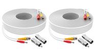 Cabo de alimentação de vídeo Omilik 2Pack 20m BNC para RCA CCTV branco